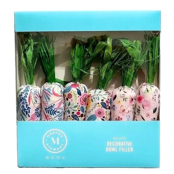 Martha Stewart Decorative Carrots Spring Floral Easter Bowl Filler 6pc New - Picture 1 of 6